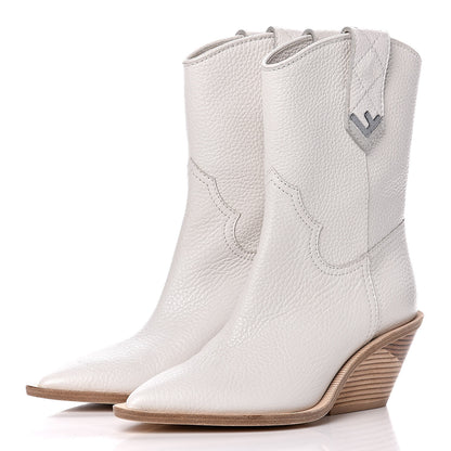 Fendi Grained Calfskin Cutwalk Ankle Boots 36 White 3 of 11