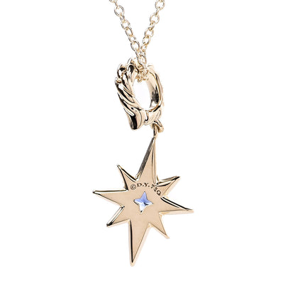 David Yurman 18K Yellow Gold Sapphire North Star Birthstone Charm Pendant Necklace 5 of 7