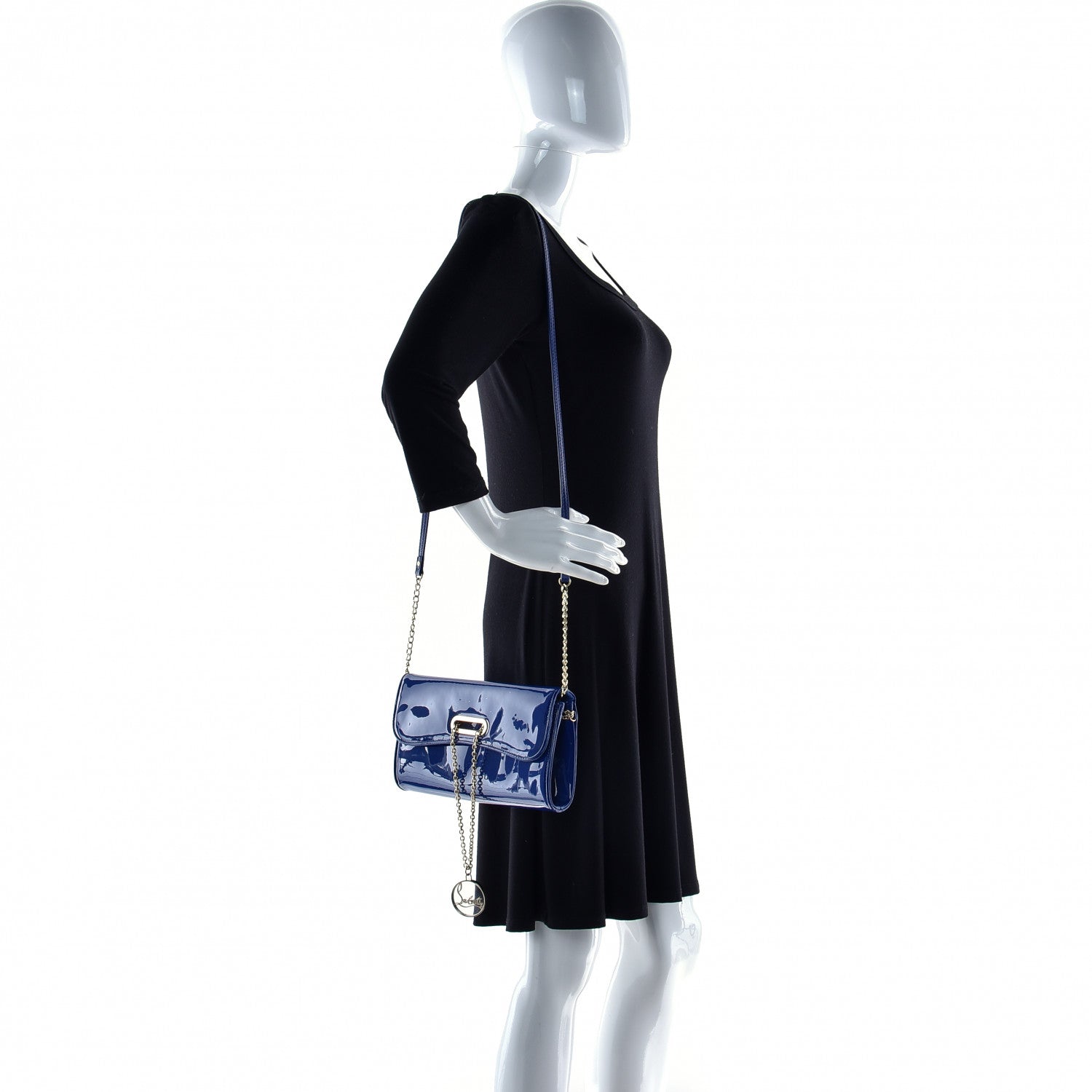 Christian Louboutin Patent Riviera Clutch Neptune 4 of 13
