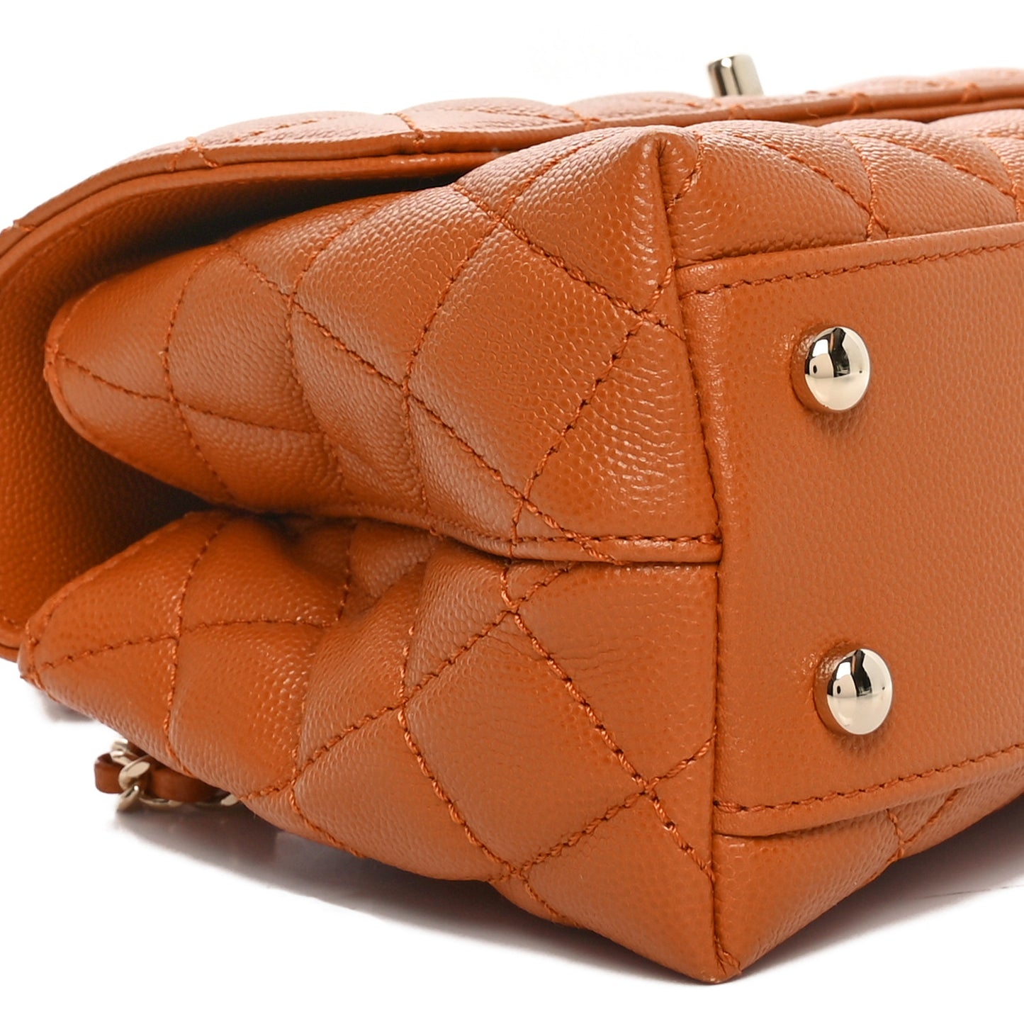 Caviar Quilted Mini Coco Handle Flap Light Brown