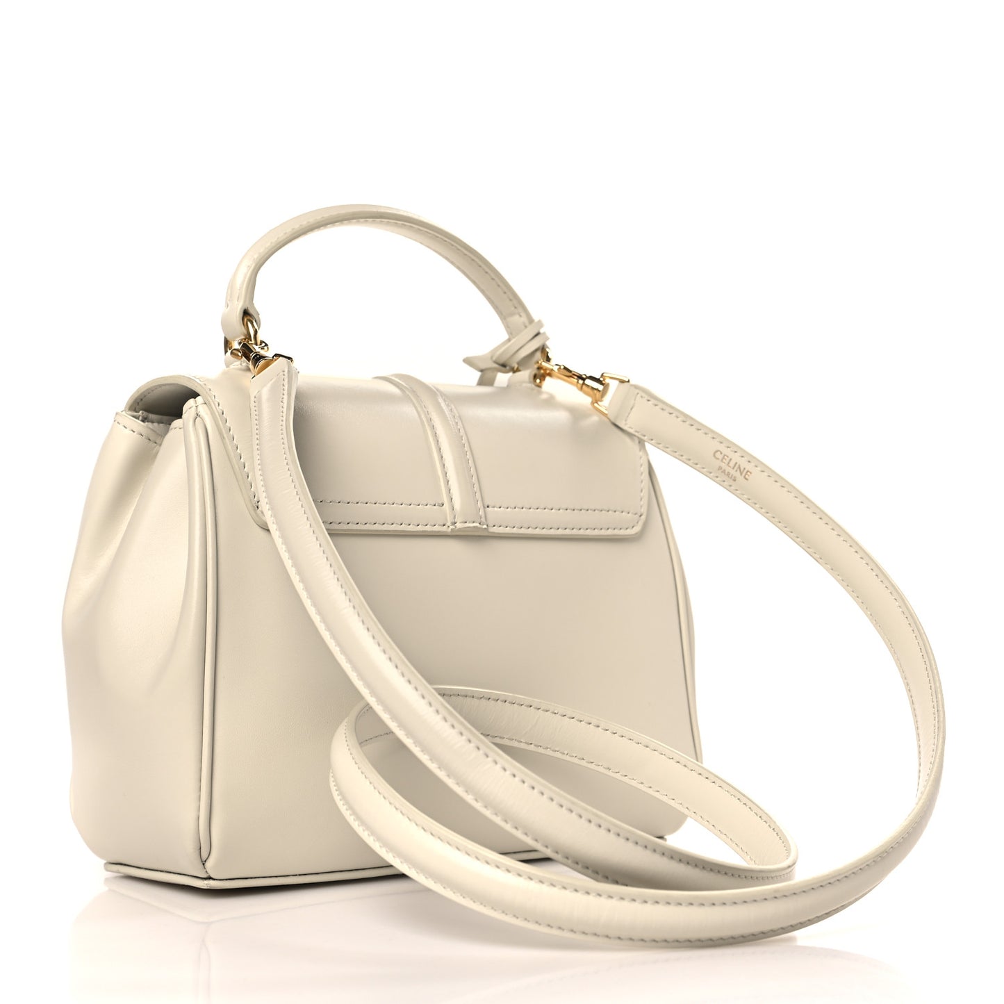 Satinated Calfskin Mini 16 Top Handle Bag White