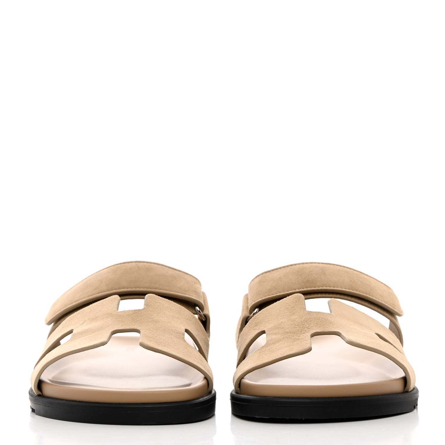 Hermes Suede Goatskin Womens Chypre Sandals 41 Beige Argile 2 of 9