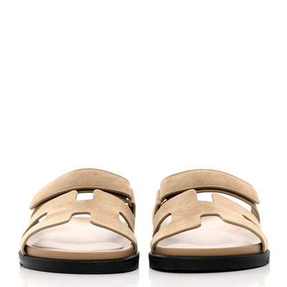 Hermes Suede Goatskin Womens Chypre Sandals 41 Beige Argile 2 of 9