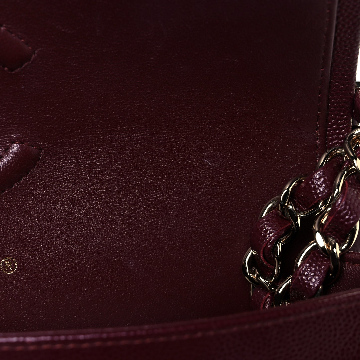 Caviar Quilted Small Double Flap Burgundy
