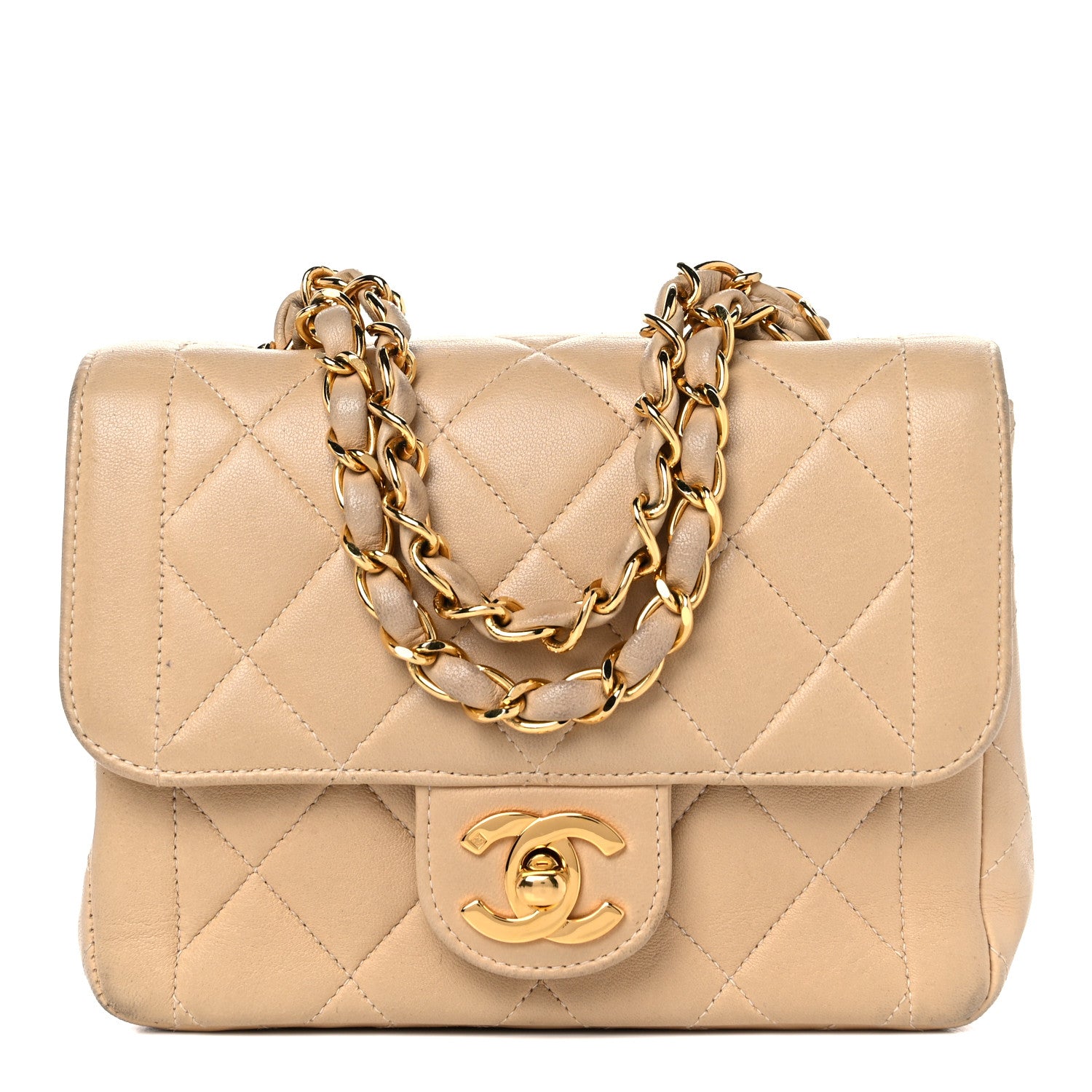 Chanel Lambskin Quilted Mini Square Flap Beige 1 of 26