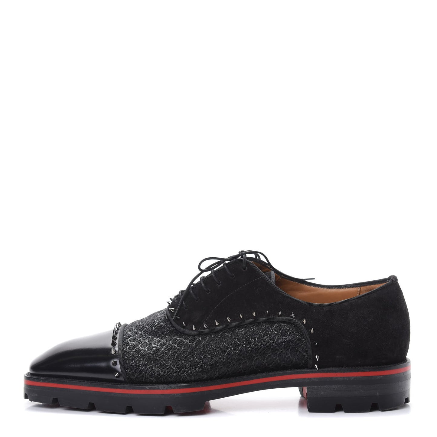 Suede Calfskin Spikes Champignac Mens Flat Oxfords 44 Black