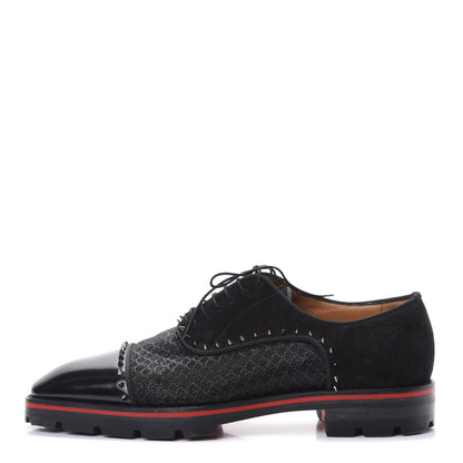 Christian Louboutin Suede Calfskin Spikes Champignac Mens Flat Oxfords 44 Black 1 of 10