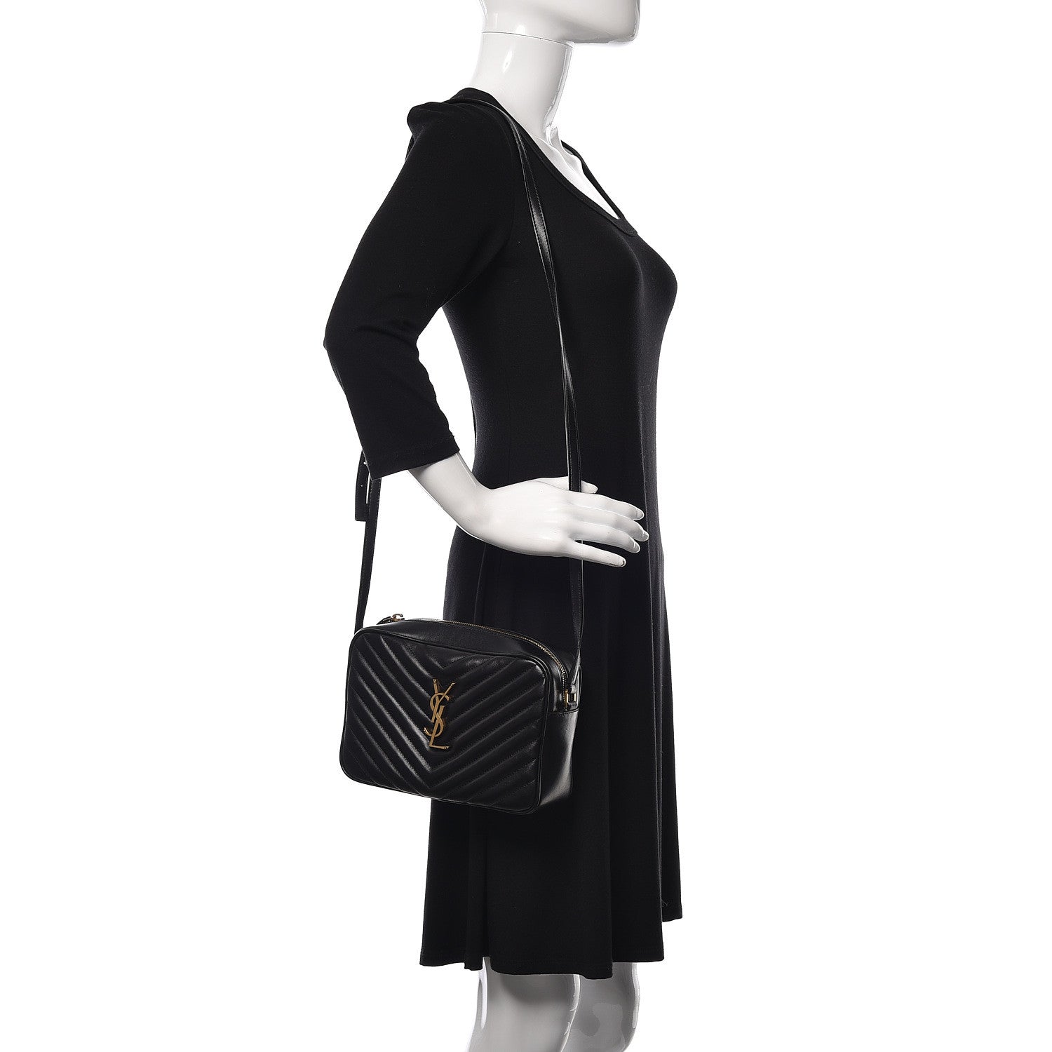 Saint Laurent Calfskin Matelasse Monogram Lou Camera Bag Black 2 of 10