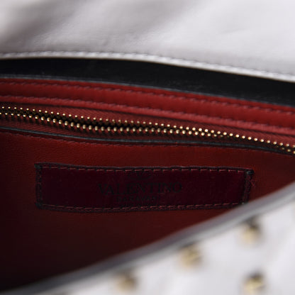 Valentino Garavani Lambskin VLTN Print Medium Rockstud Spike Shoulder Bag Optic White Black 10 of 11