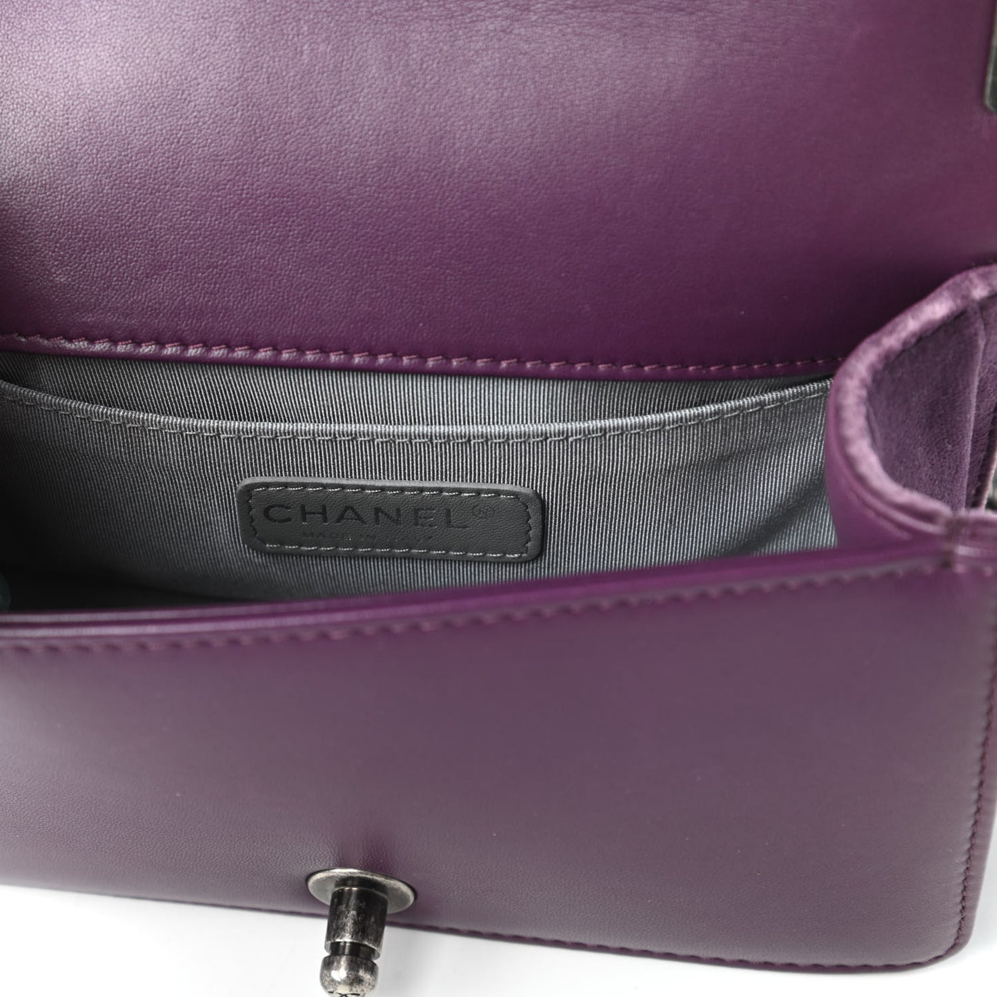 Velvet Quilted Small Boy Flap Purple