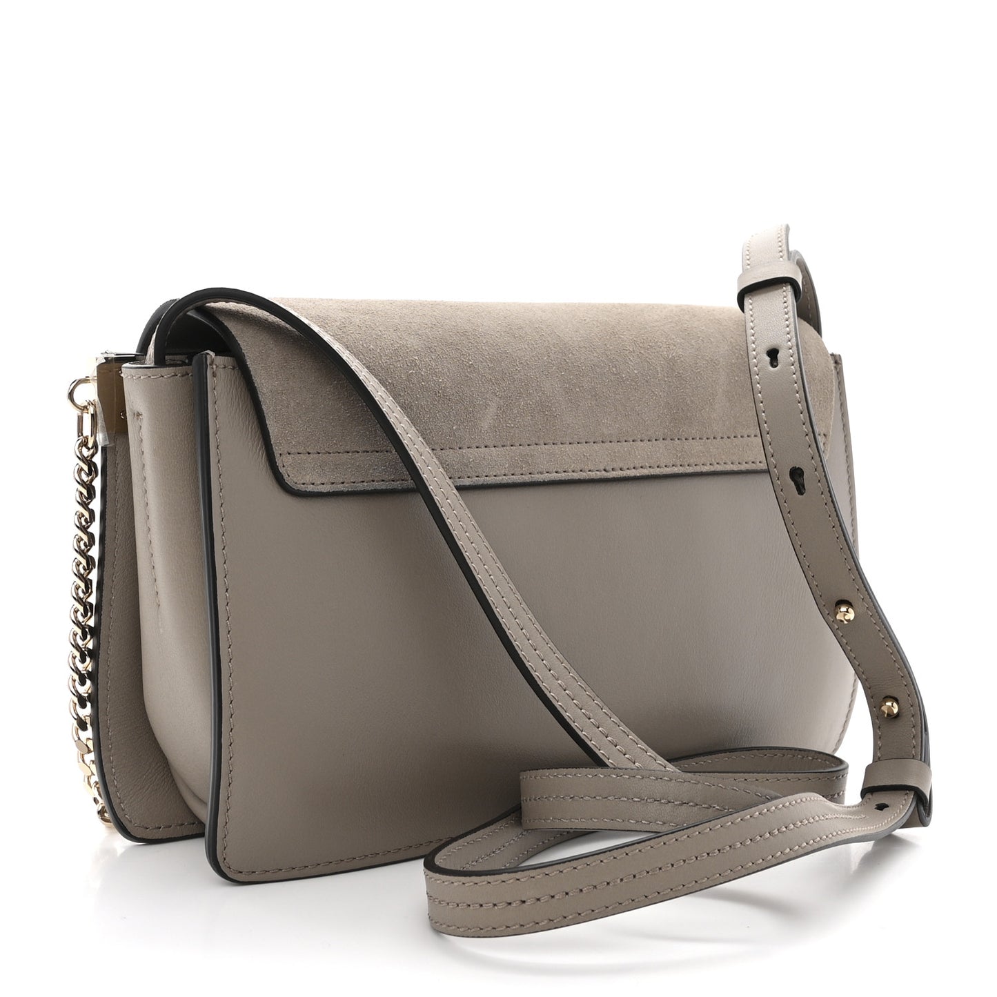 Suede Calfskin Small Faye Shoulder Bag Motty Grey
