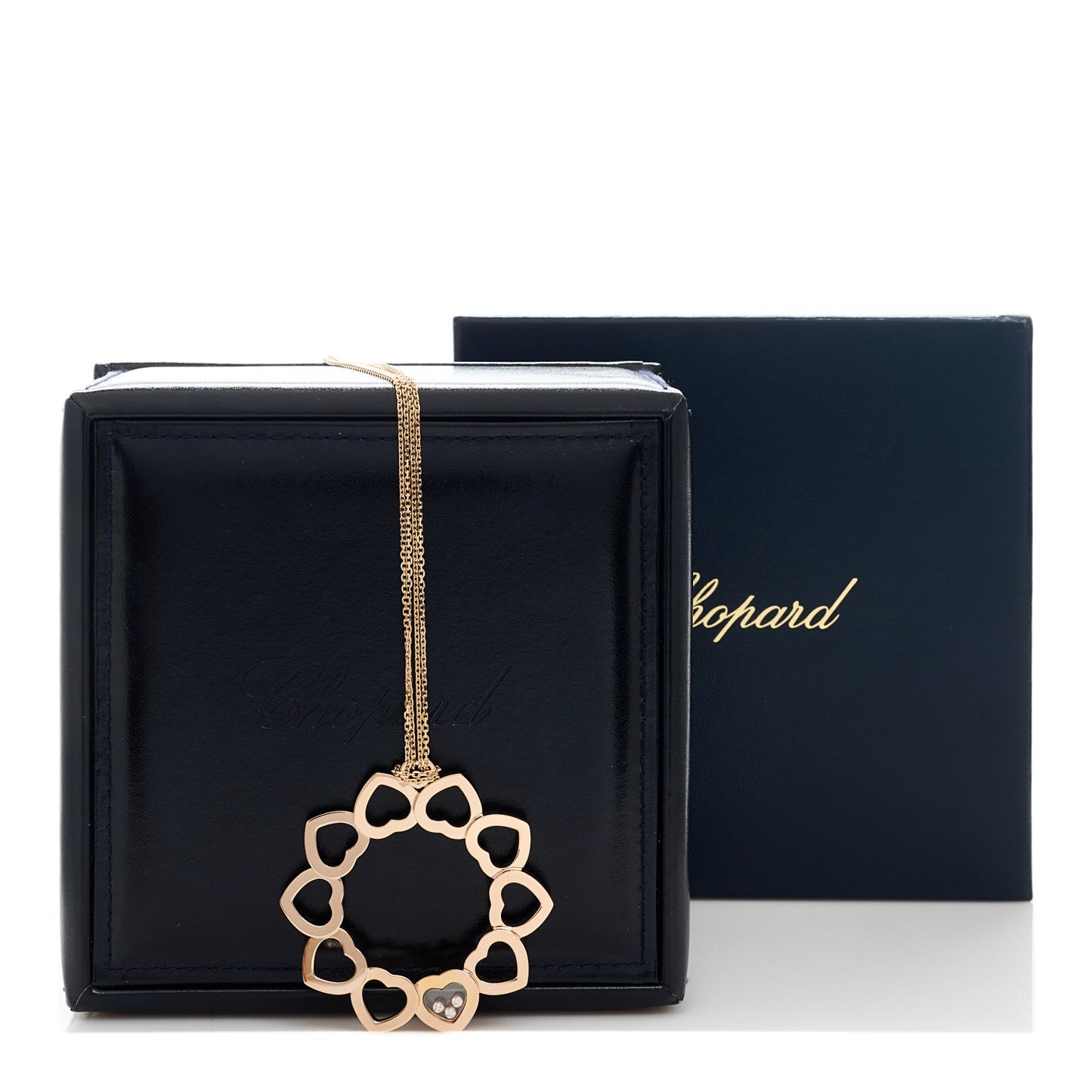 18K Rose Gold Diamond Happy Hearts 10 Hearts Pendant Necklace