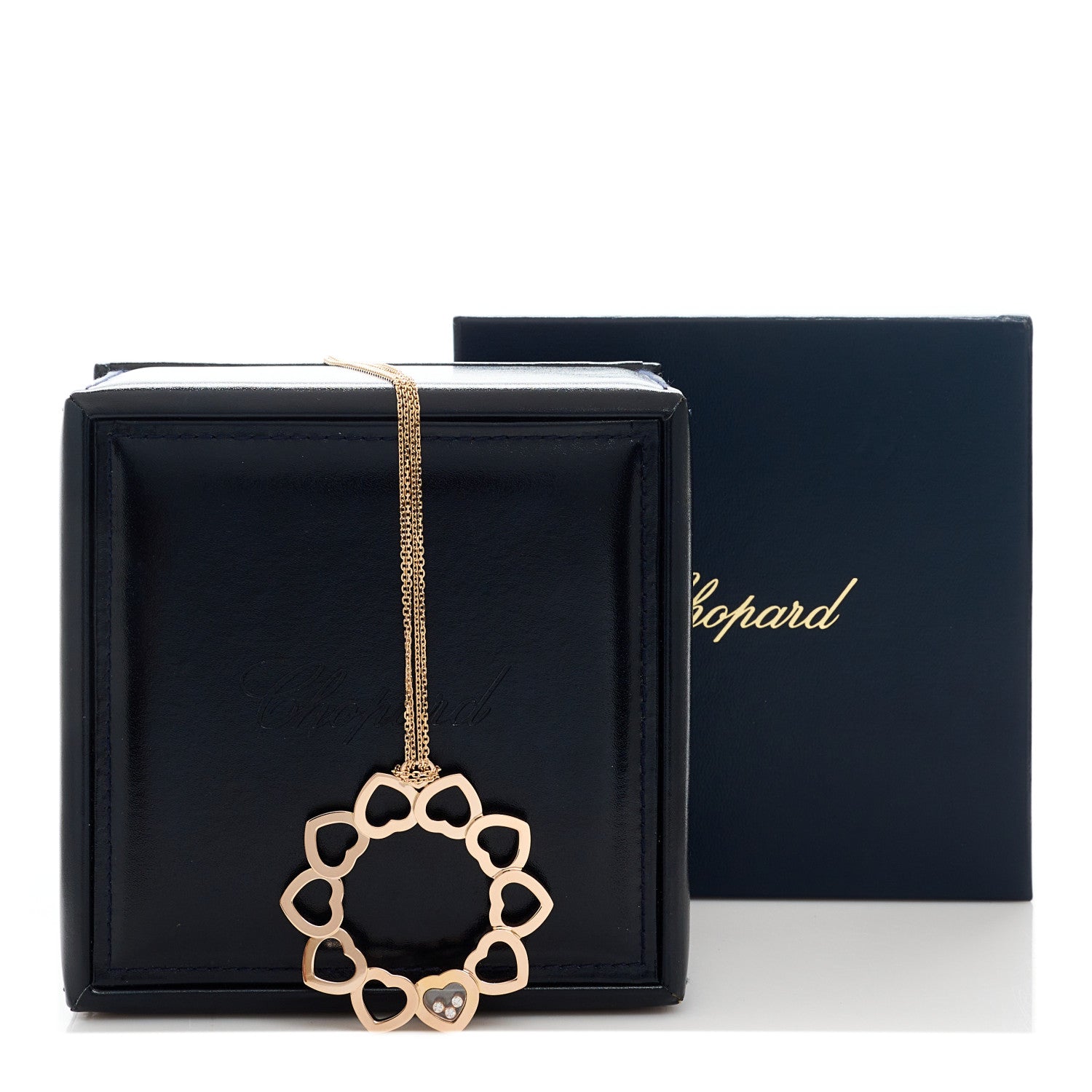 Chopard 18K Rose Gold Diamond Happy Hearts 10 Hearts Pendant Necklace 7 of 7