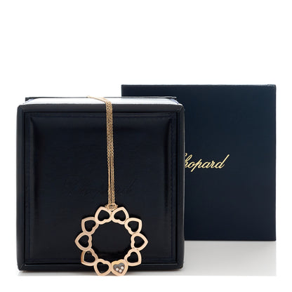 Chopard 18K Rose Gold Diamond Happy Hearts 10 Hearts Pendant Necklace 7 of 7