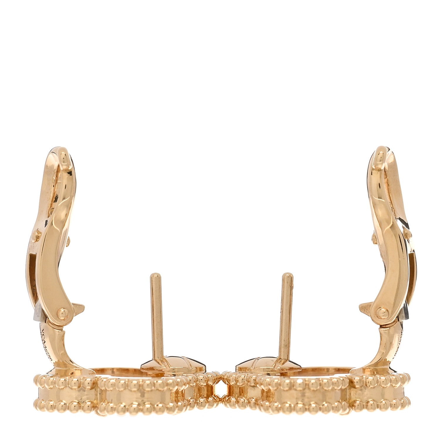 Van Cleef & Arpels 18K Yellow Gold Mother of Pearl Vintage Alhambra Earrings 3 of 5