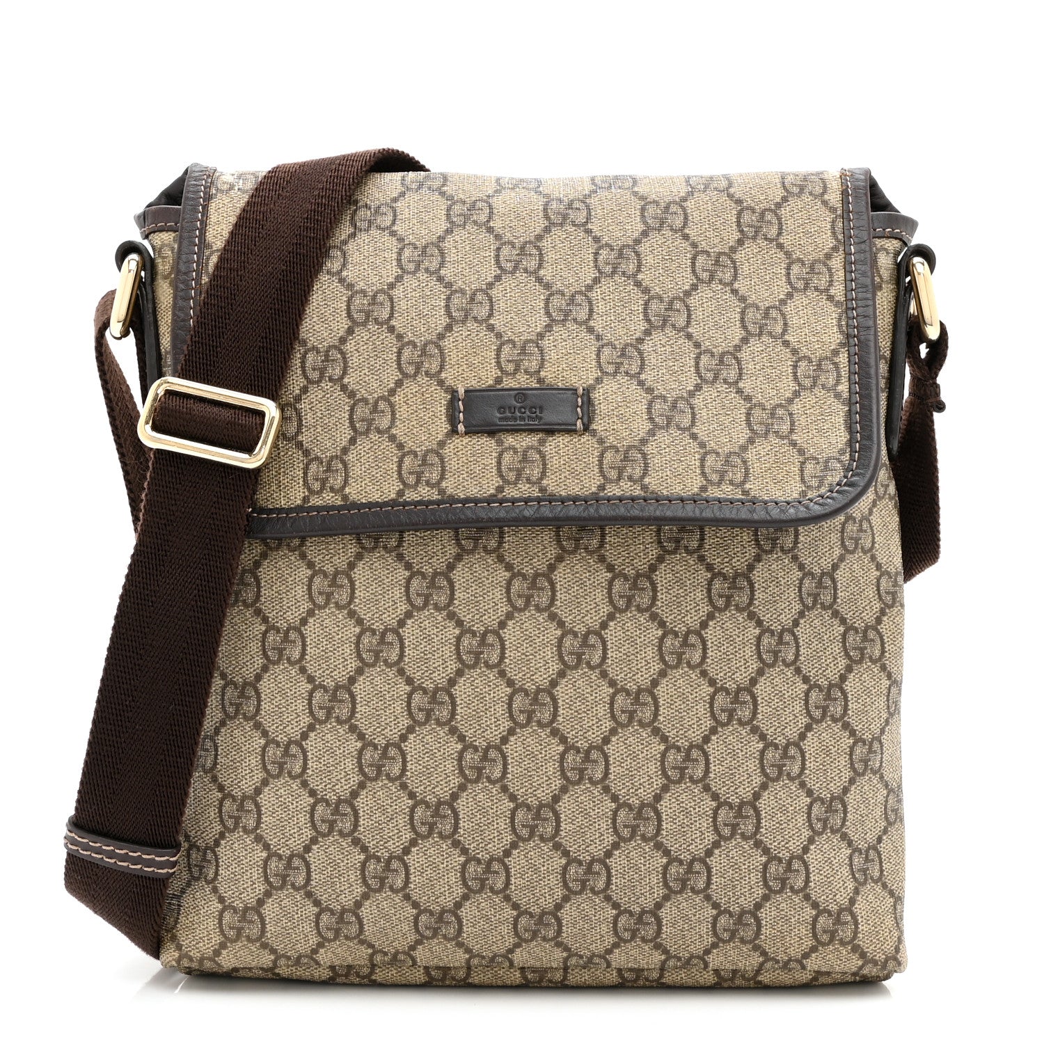 Gucci GG Plus Monogram Small Flap Messenger Bag Beige Dark Brown 1 of 10