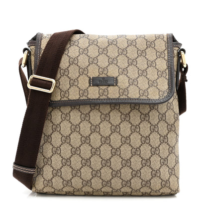 Gucci GG Plus Monogram Small Flap Messenger Bag Beige Dark Brown 1 of 10
