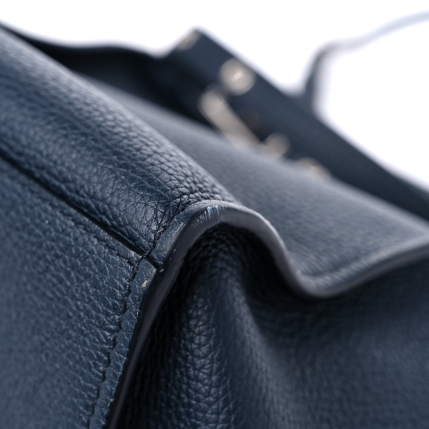 Supple Grained Calfskin Small Big Bag Dark Blue