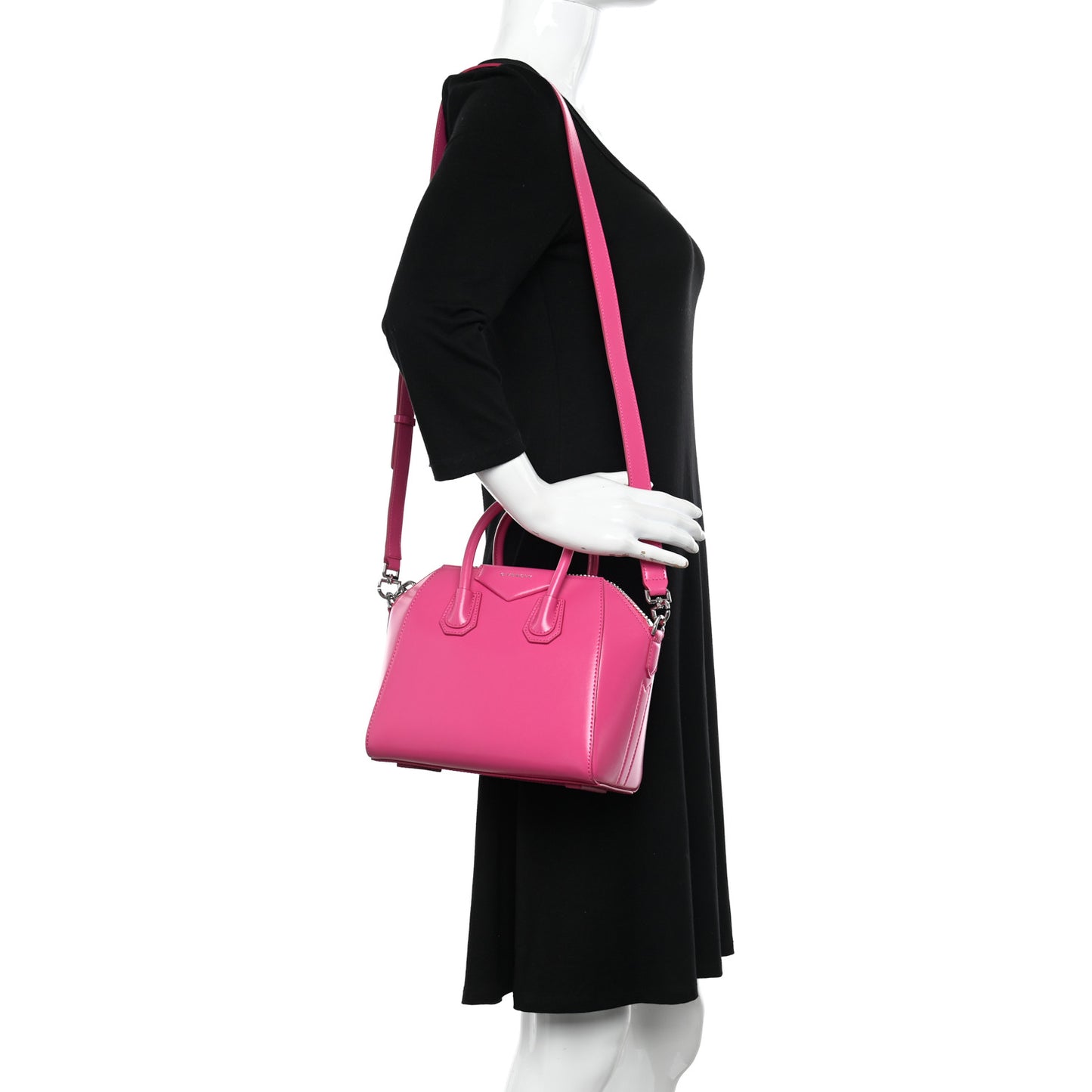 Shiny Lord Calfskin Mini Antigona Neon Pink