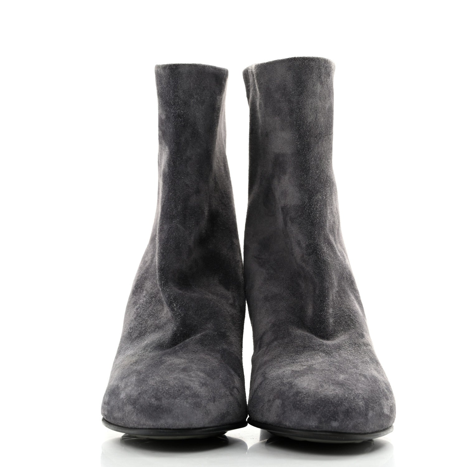 Chanel Suede Calfskin CC Short Boots 37.5 Grey 3 of 11
