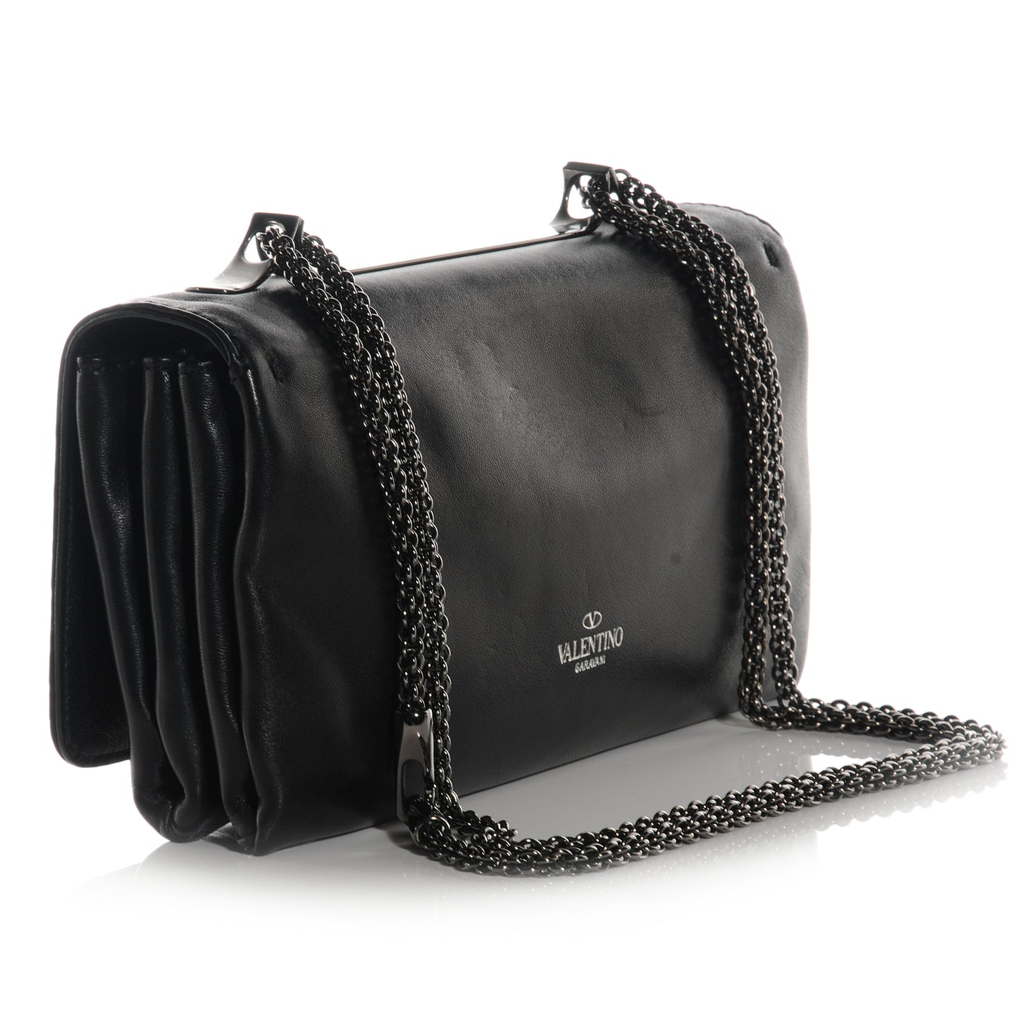Nappa Crystal Encrusted Studs Va Va Voom Shoulder Bag Black