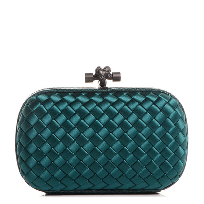 Bottega Veneta Satin Intreccio Impero Ayers Knot Clutch Teal 1 of 6