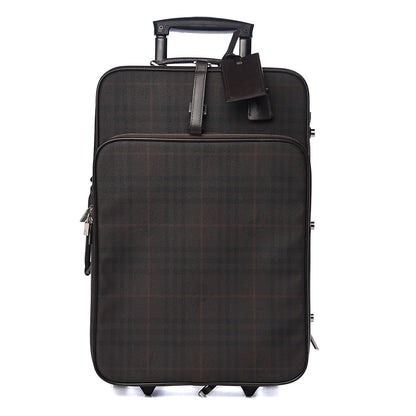 Burberry Smoked Haymarket Check Carry-On Suitcase Chocolate 1 of 15