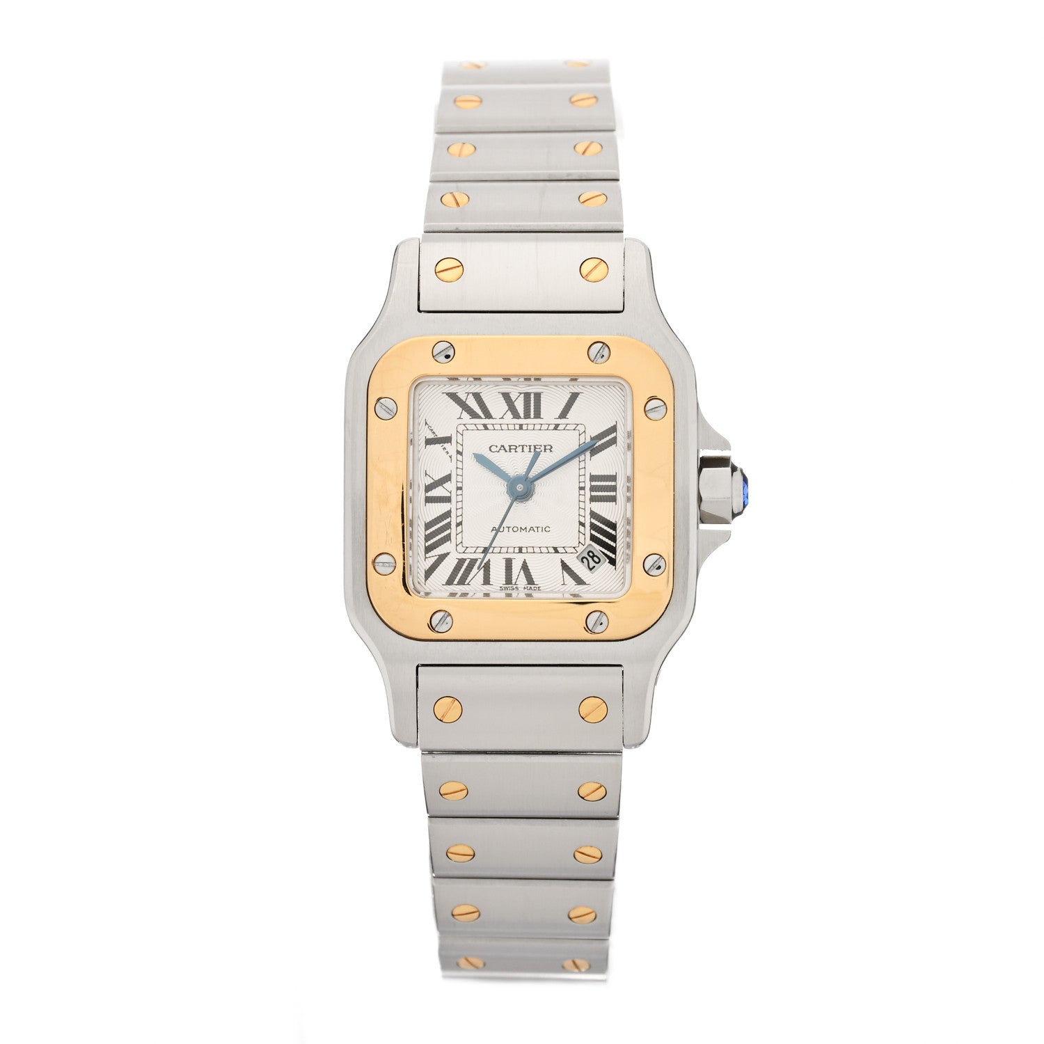 Cartier Stainless Steel 18K Yellow Gold 24mm Santos De Cartier Galbee Automatic Watch 1 of 4