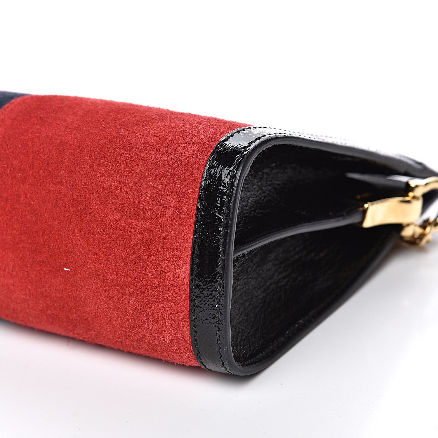 Gucci Suede Patent Web Small Ophidia Chain Shoulder Bag Hibiscus Red Black 10 of 12
