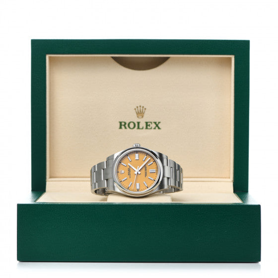 Stainless Steel 41mm Oyster Perpetual Watch Yellow 124300
