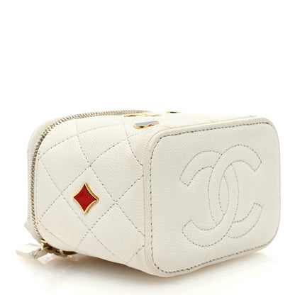 Chanel Caviar Quilted Enamel Coco Casino Mini Vanity Case With Chain White 4 of 12