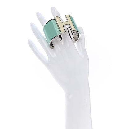 Hermes Enamel Extra Wide Clic Clac H Bracelet GM Lagon White 2 of 4