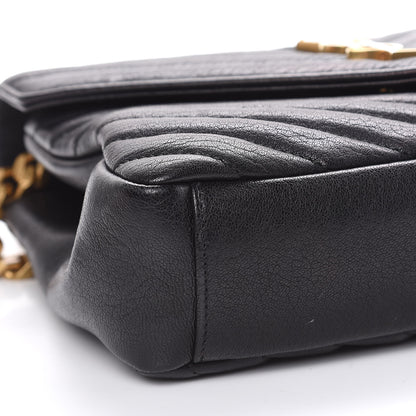 Saint Laurent Sheepskin Matelasse Chevron Monogram Medium College Bag Black 6 of 13