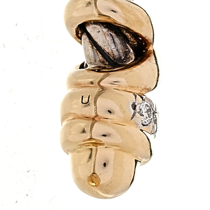 David Yurman Sterling Silver 18K Yellow Gold Diamond Petite Helena Ring 56 7.5 4 of 6