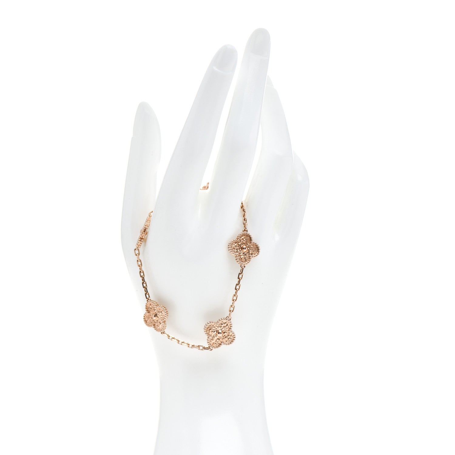 Van Cleef & Arpels 18K Rose Gold 5 Motifs Vintage Alhambra Bracelet 2 of 5
