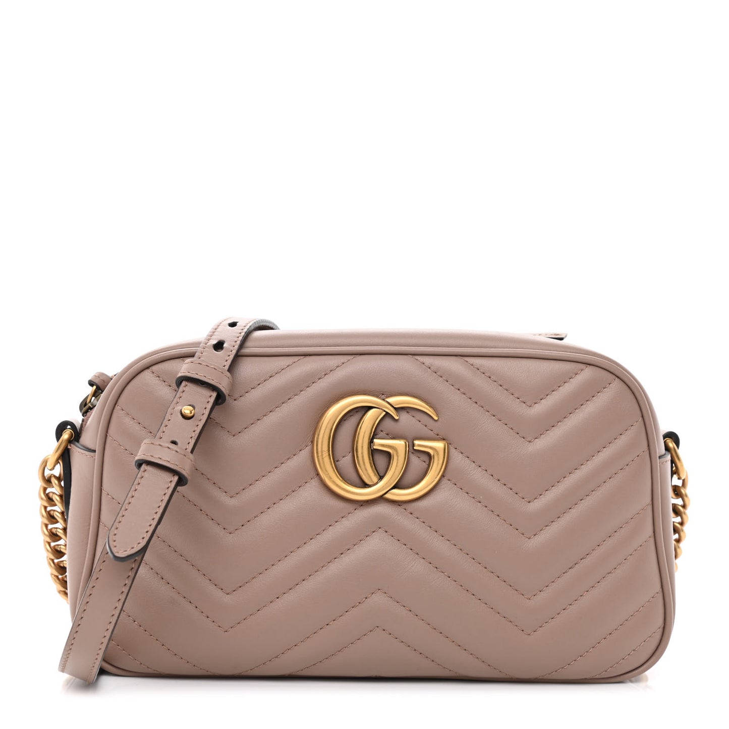 Calfskin Matelasse Small GG Marmont Chain Shoulder Bag Porcelain Rose