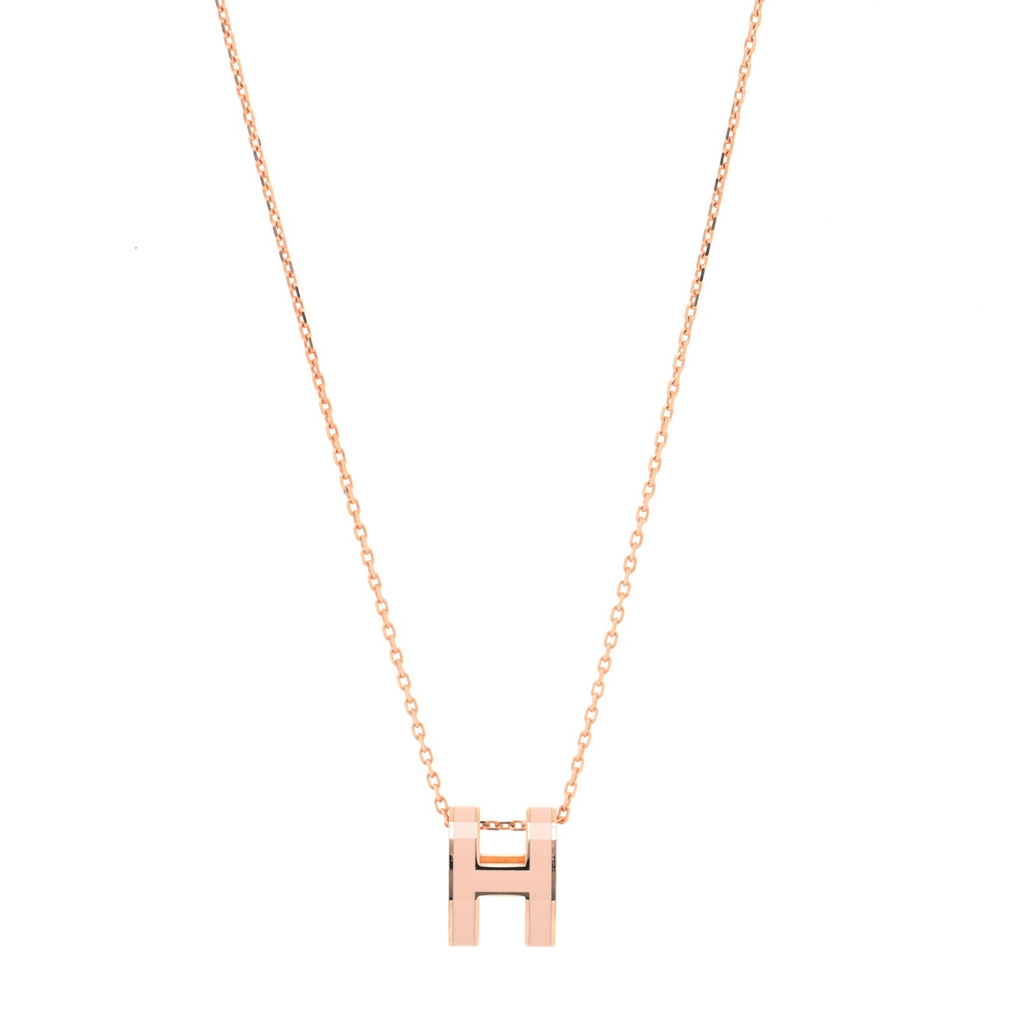 Lacquered Rose Gold Pop H Pendant Necklace Rose Dragee