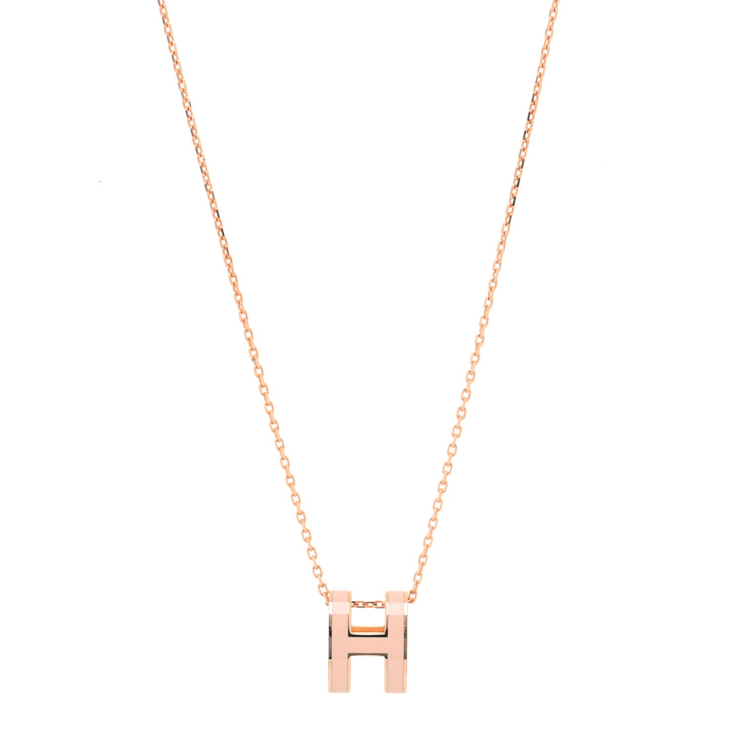 Hermes Lacquered Rose Gold Pop H Pendant Necklace Rose Dragee 1 of 4
