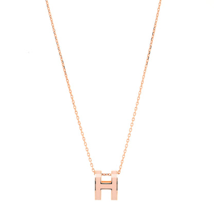 Hermes Lacquered Rose Gold Pop H Pendant Necklace Rose Dragee 1 of 4