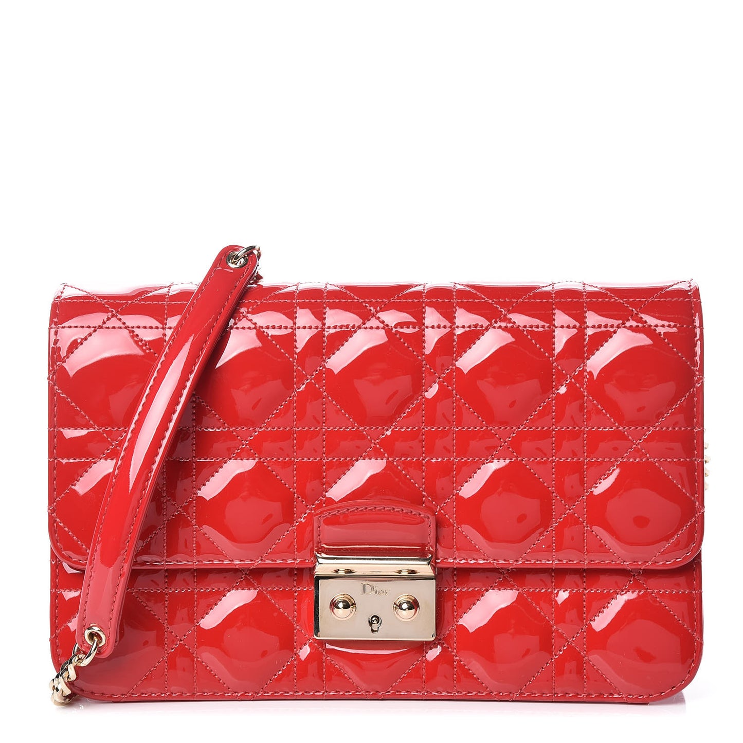 Patent Cannage Miss Dior Promenade Pouch Red