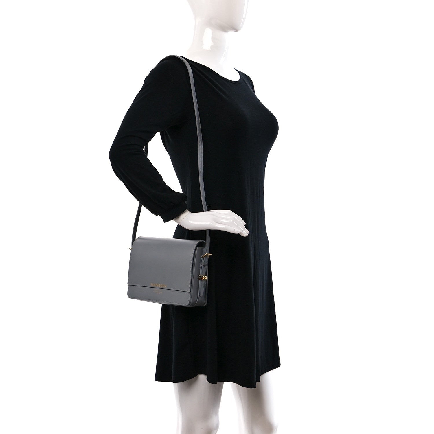 Burberry Smooth Calfskin Small Grace Bag Grey 2 of 10