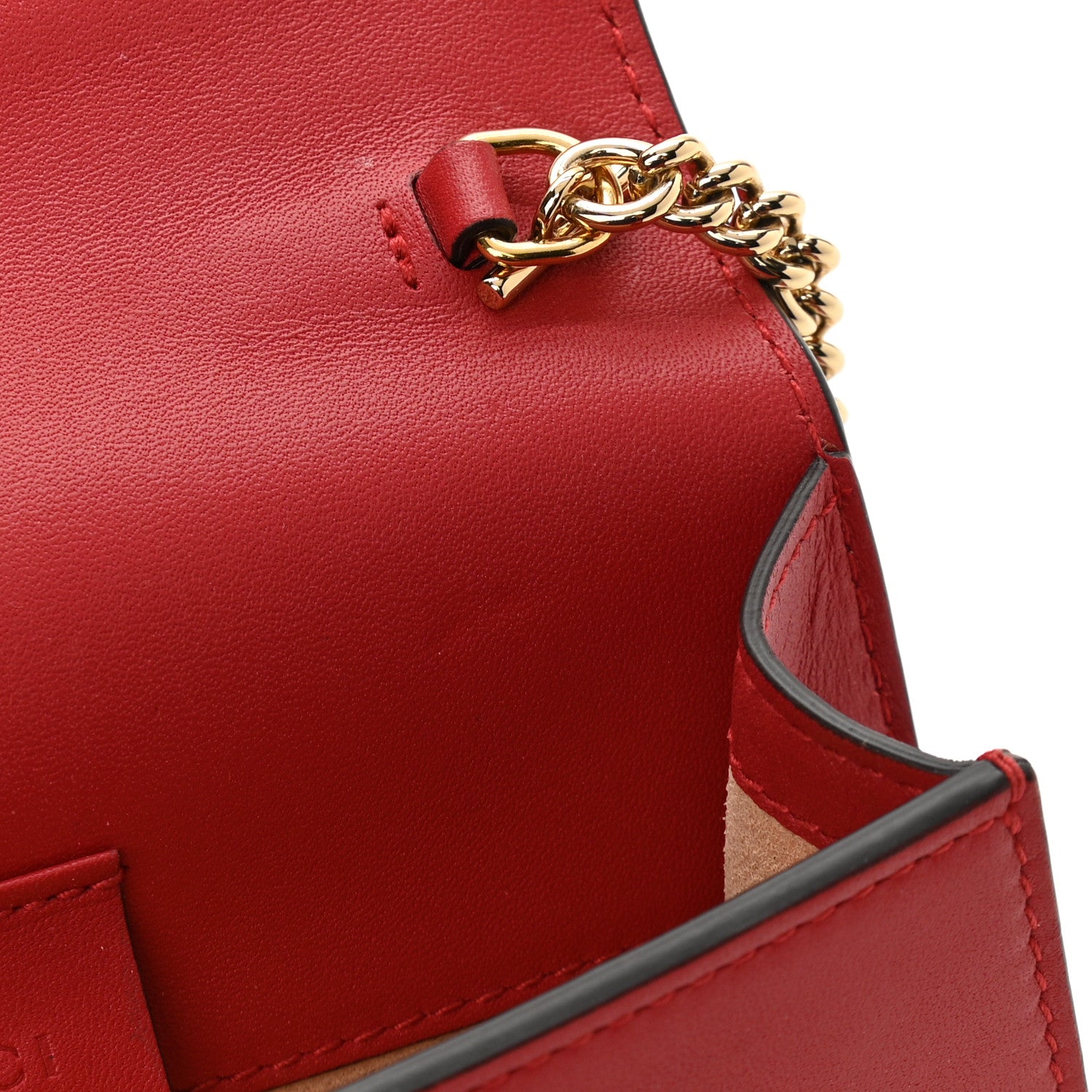 Gucci Calfskin Super Mini Sylvie Chain Shoulder Bag Hibiscus Red 12 of 14