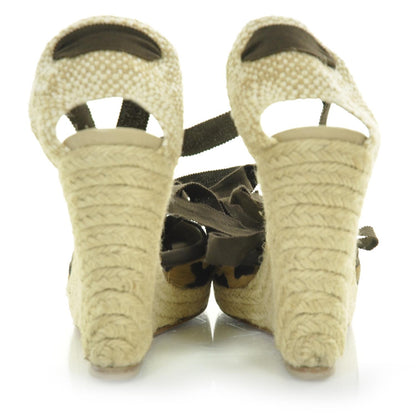 Christian Louboutin Leopard Print Pony Hair Carino Plato 120 Espadrille Wedges 37 3 of 7