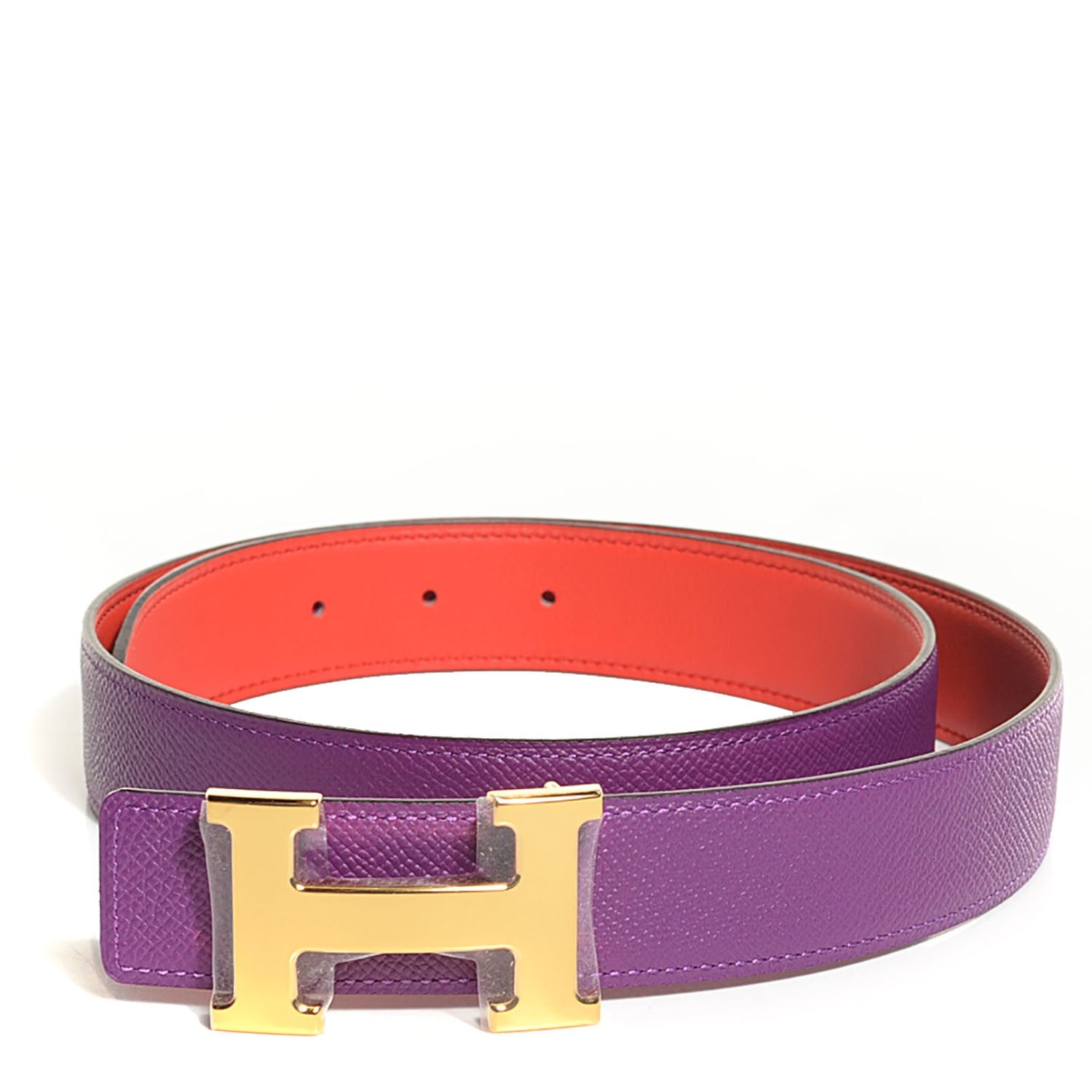 Hermes Epsom Swift 32mm H Belt 85 Anemone Capucine 1 of 8
