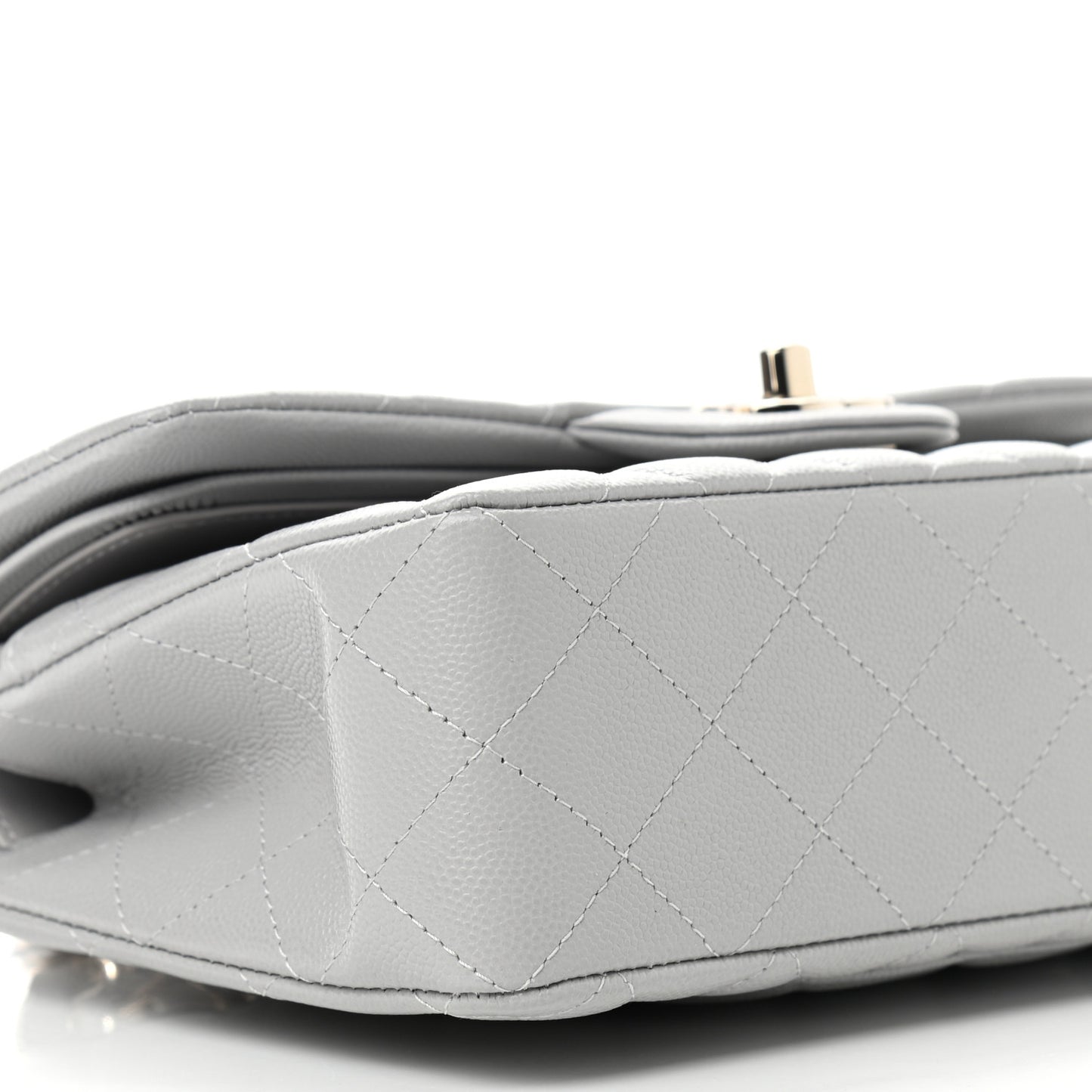 Caviar Quilted Small Double Flap Grey