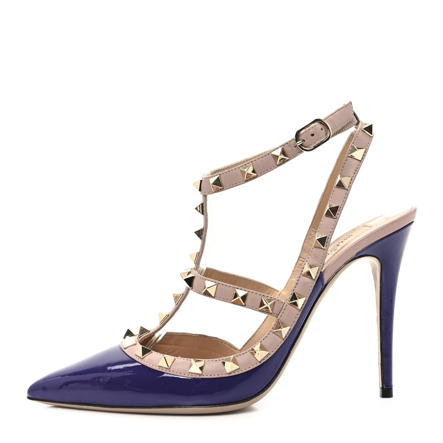 Patent Nappa Rockstud Ankle Strap 100mm Pumps 38 Purple Poudre