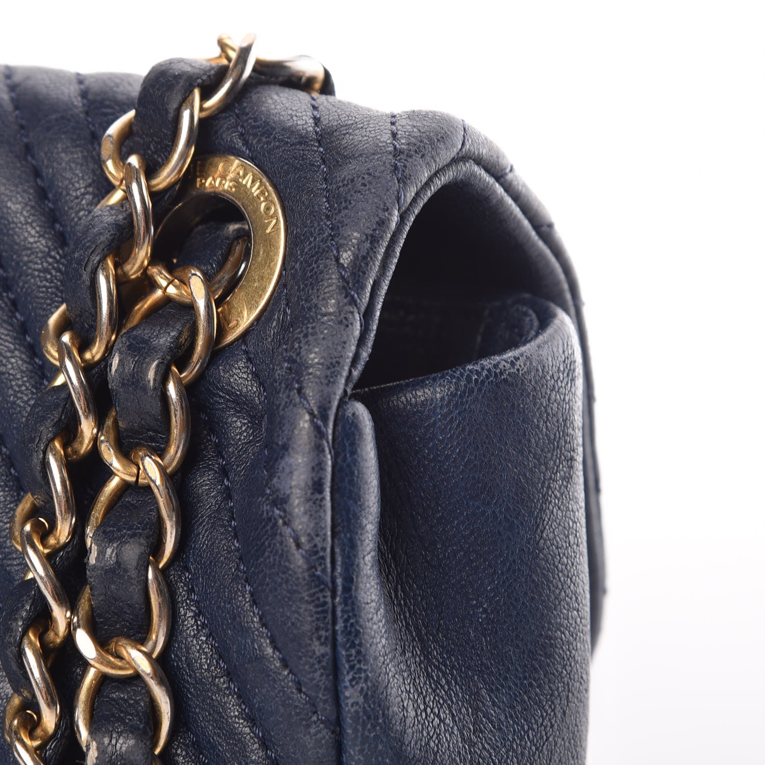 Chanel Calfskin Surpique Chevron Small Flap Navy 15 of 20