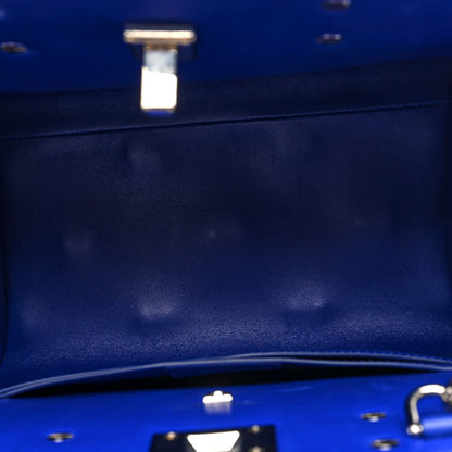 Salvatore Ferragamo Hammered Calfskin Medium The Studio Box Bag Blue 5 of 9