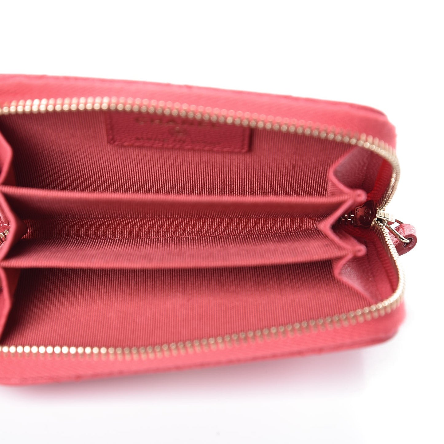 Caviar Quilted Zip Coin Purse Dark Pink