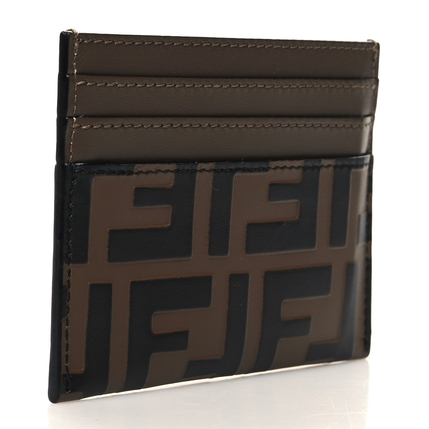 Fendi Vitello Ceylon Bi-Color FF 1974 Embossed FF Diamonds Card Holder Maya Black 3 of 9